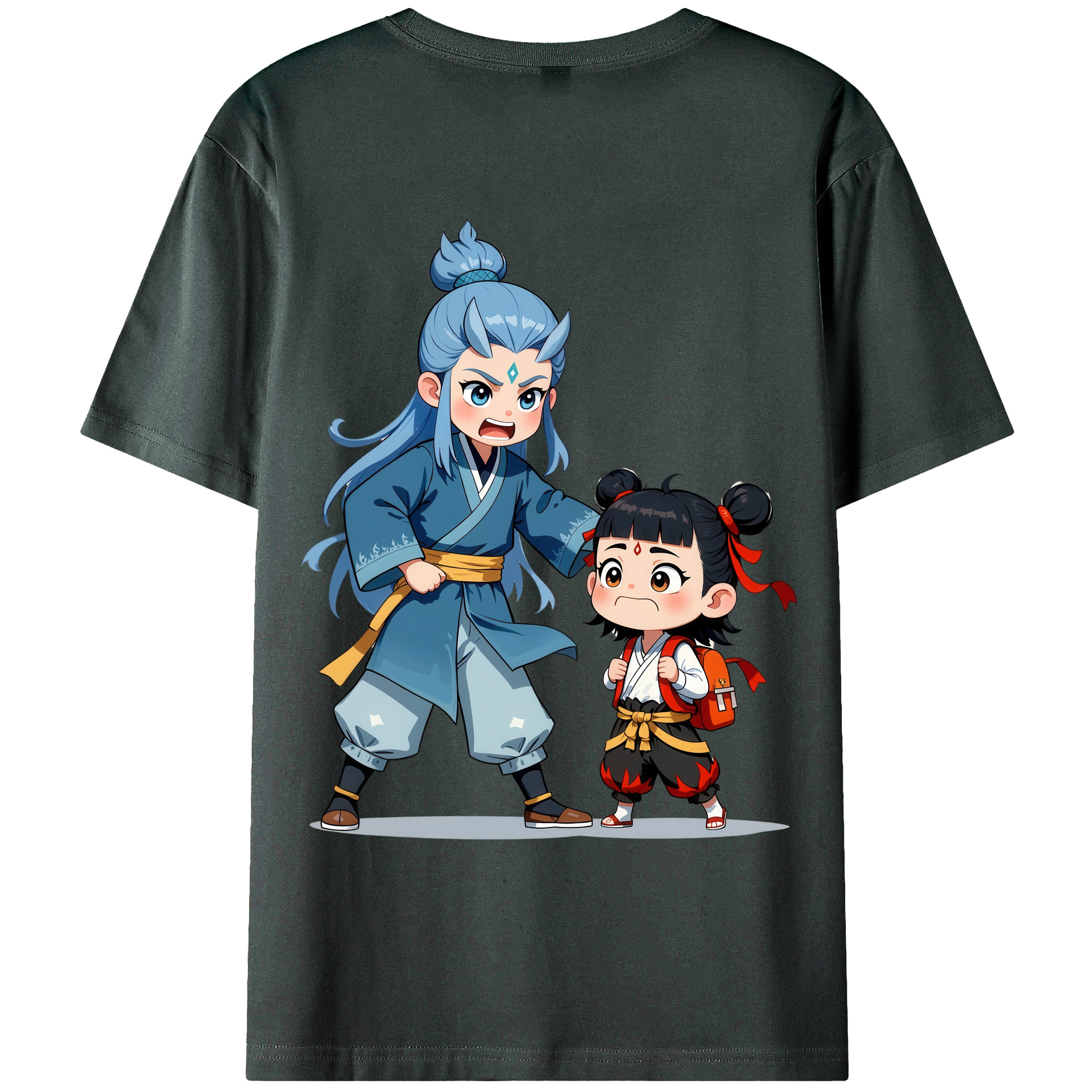 （画像用） Ne Zha 2 ナタ 魔童の大暴れ 綿100％ メンズ半袖Tシャツ（バックプリント） 通気性